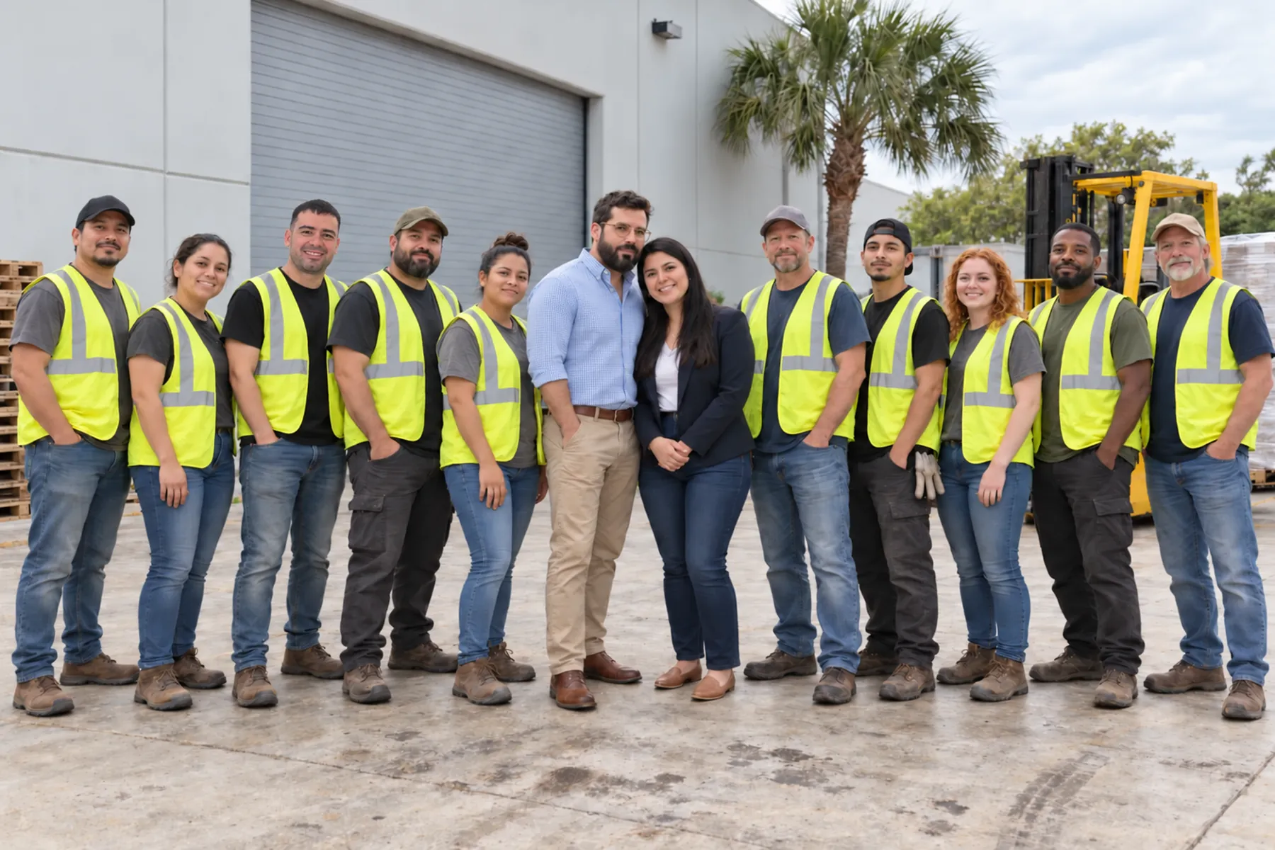 The North Atlas team in front of the warehouse